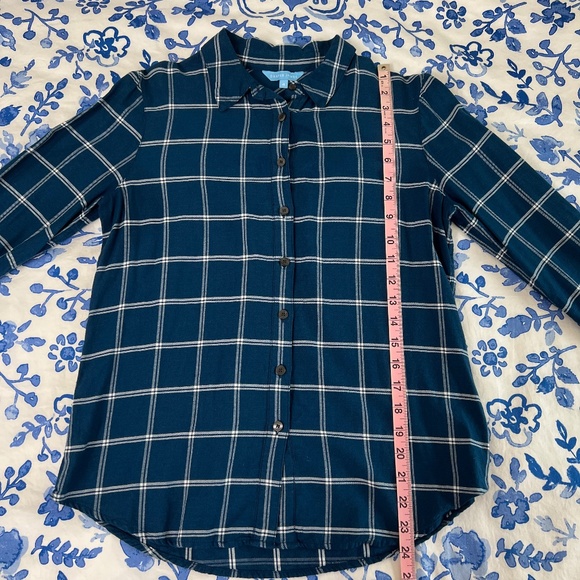 Women's Draper James Blue and White Window Pane Flannel Size 4 - Picture 6 of 14